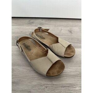 Stegmann Louisa Sandals Womens 8 Beige Leather Slingback Open Toe Cork Footbed